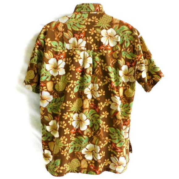 Vintage Ke Nui 80s Shirt Aloha Hula Girl Pineapple Floral Botanical Yoke Camp XL - Picture 3 of 9